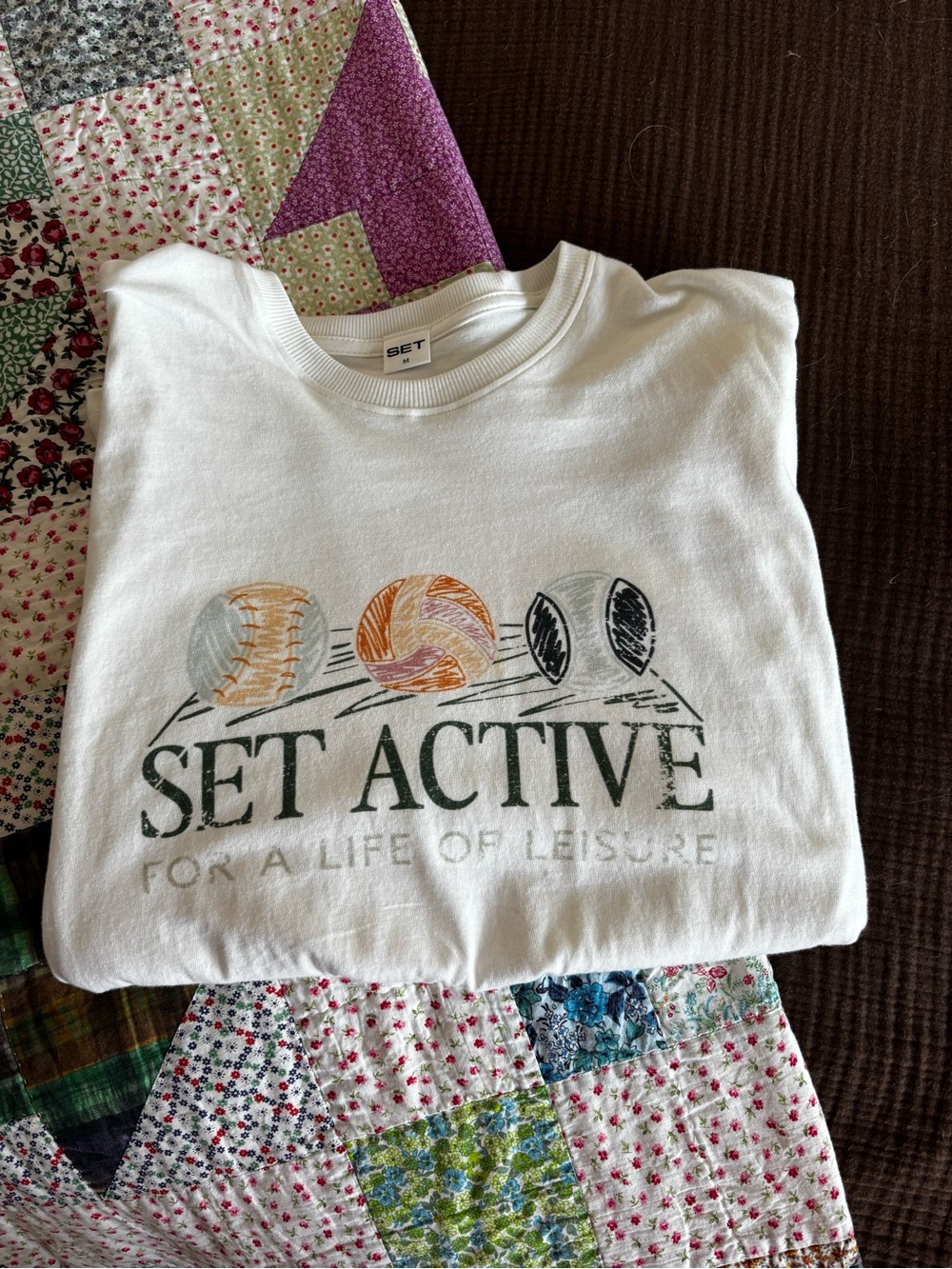 Club SET Active White Graphic Long Sleeve Tee with Sport Ball Motif